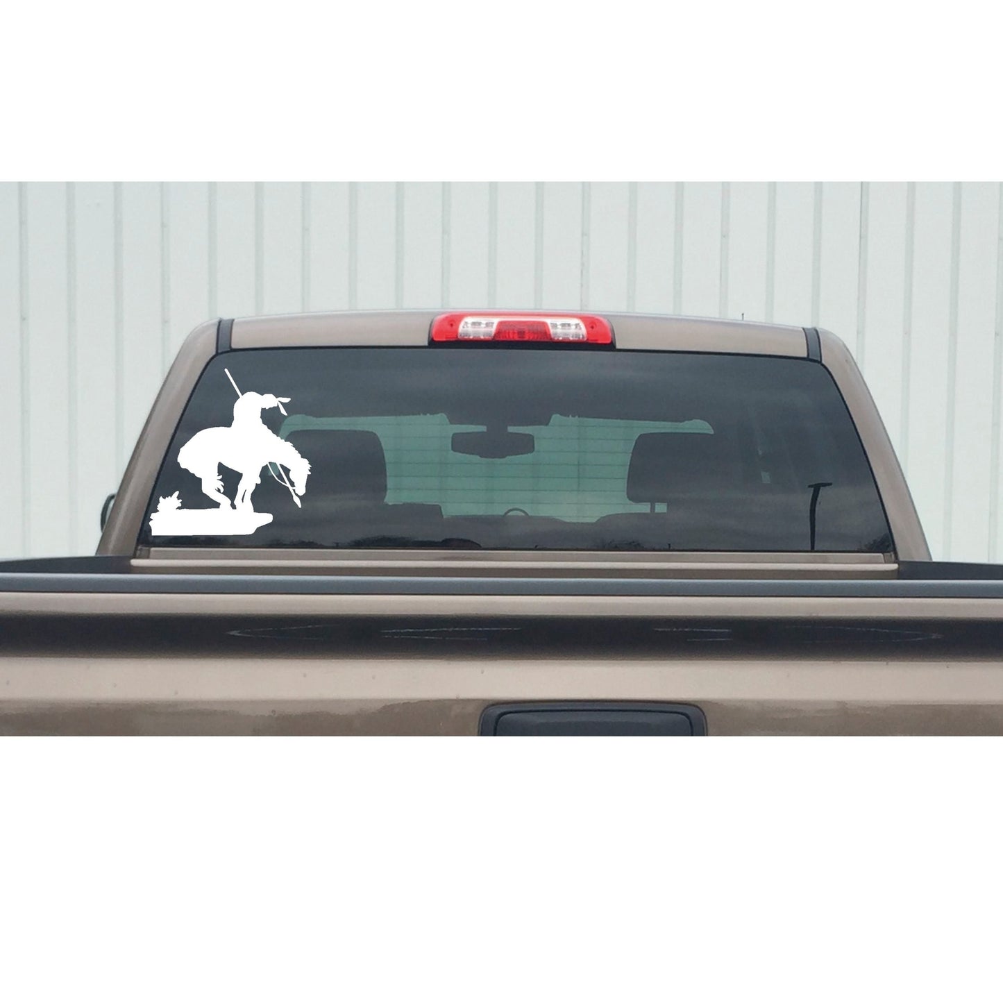 Native American Horseback Decal – Warrior on Horse Window Sticker – 7445