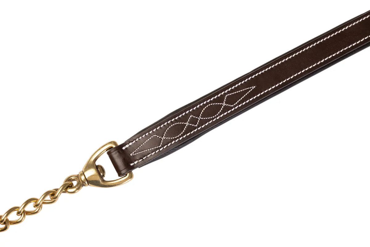 Huntley Equestrian Leather Lead with Brass Chain