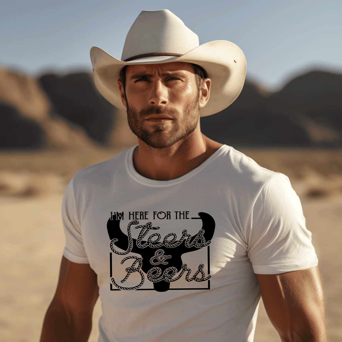 Western Graphic Tee – Steers and Beer Team Roping Shirt | Rowdy Rowels