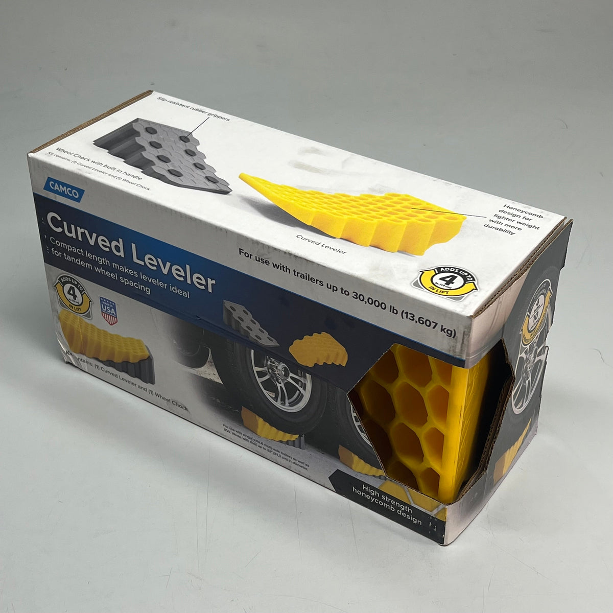 CAMCO Honeycomb Curved Camper/RV Leveler Chock 4" Lift Yellow/Black 44428