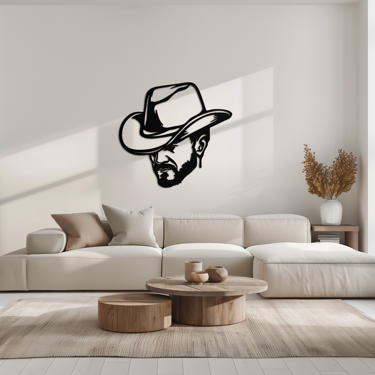 Cowboy Face Silhouette Metal Wall Art – Western Country Style Wall Decor for Home or Office- KAF679