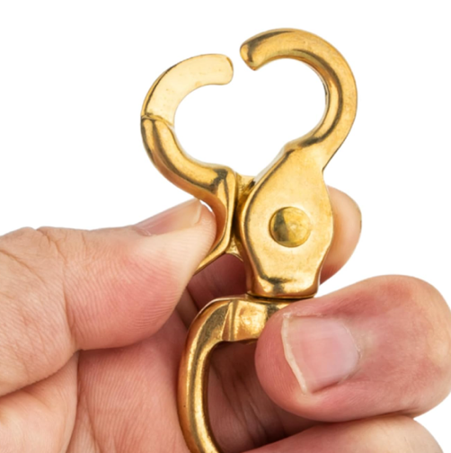 Horse Tack Brass-Plated Trigger Snap Square Eye Snap Loop Eye 2-1/2" 4-Pack