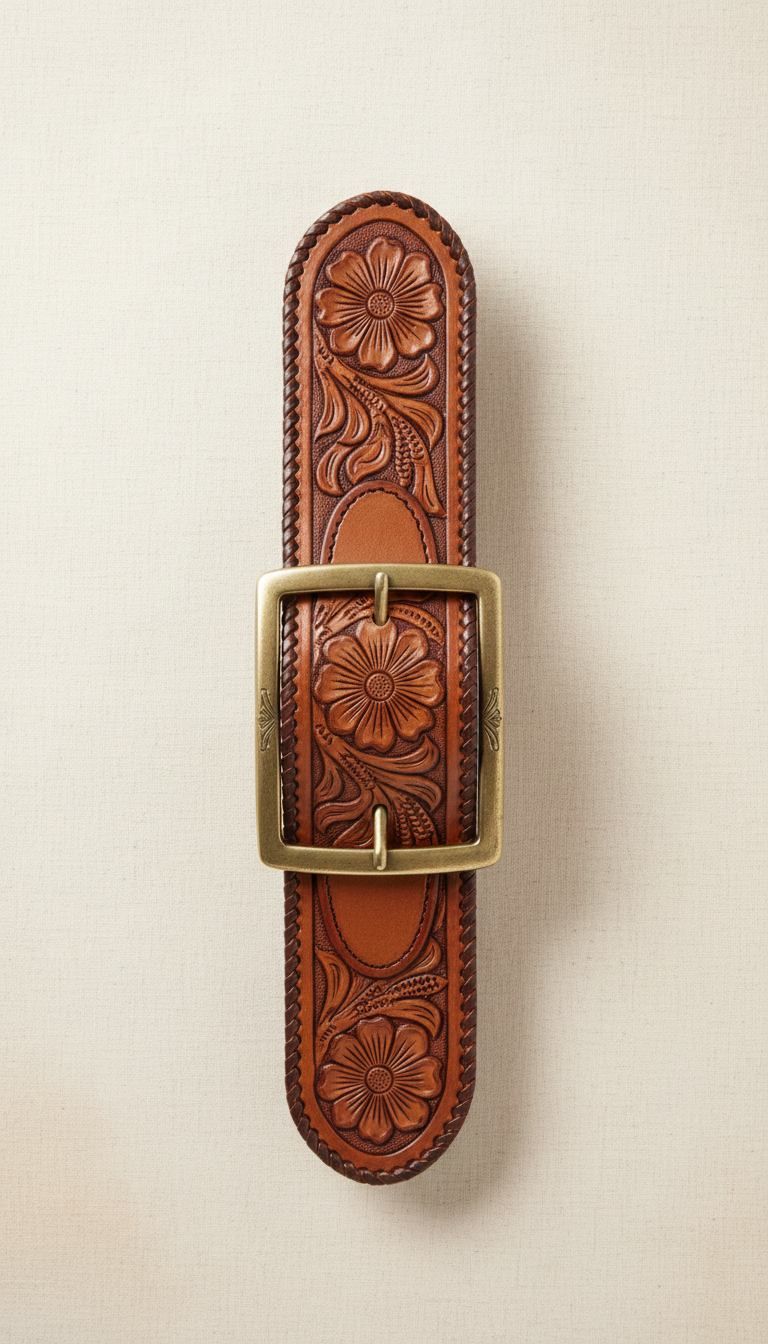 Heritage Tooled Leather Belt